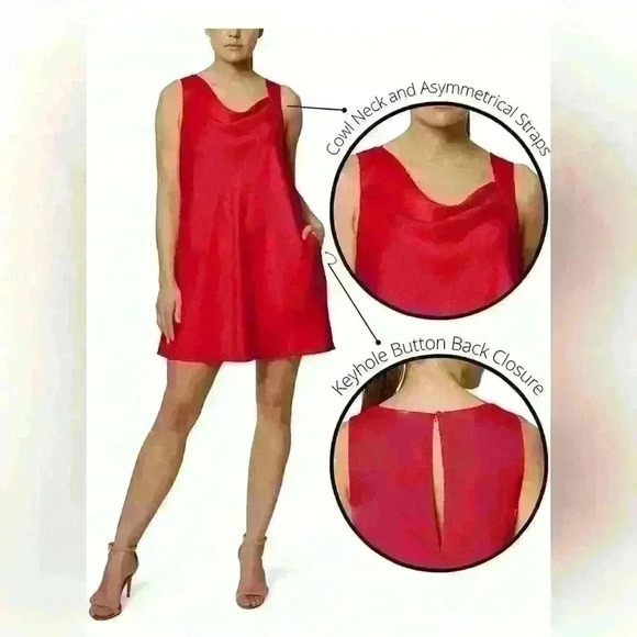 NWT LAUNDRY BY SHELLI SEGAL Women's Asymmetrical Cowl Neck Mini Dress Size 10 - Picture 2 of 6